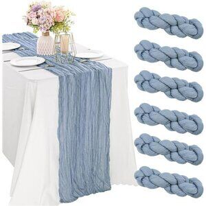 6 pack dusty blue cheesecloth table runner 10ft gauze fabric wedding party decor